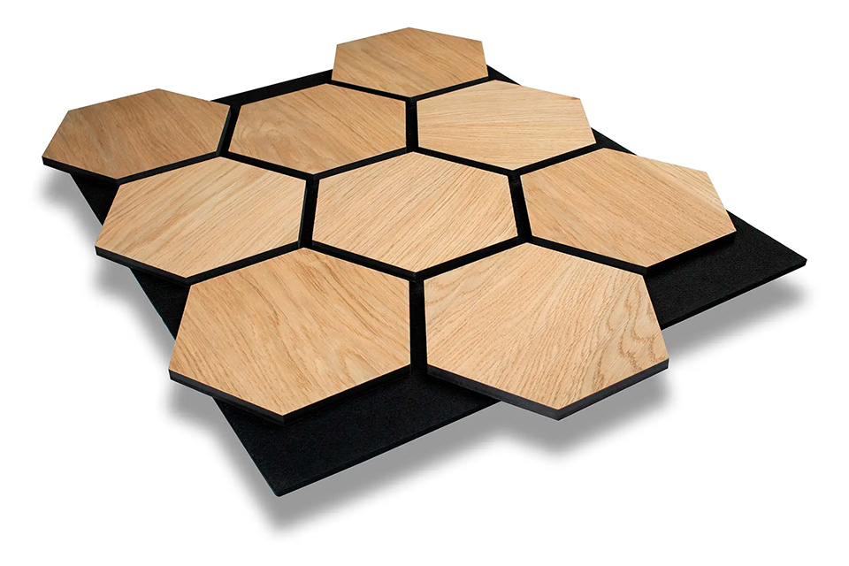 Hexagon Oak Black akustisk træpanel
