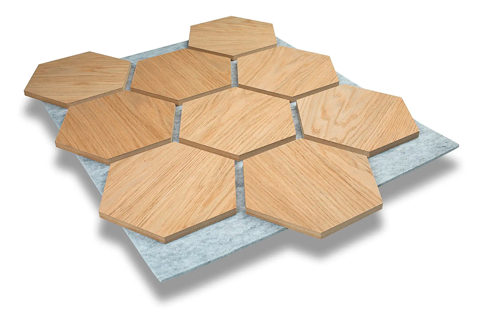 Hexagon Oak Gray akustisk træpanel
